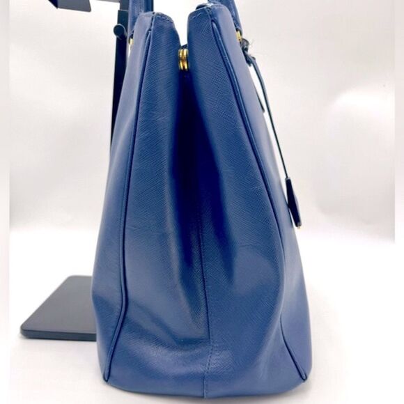 Auth Prada Blue Azzuro Saffiano Leather Galleria Double Zip Lux Tote Bag Large - Picture 3 of 15